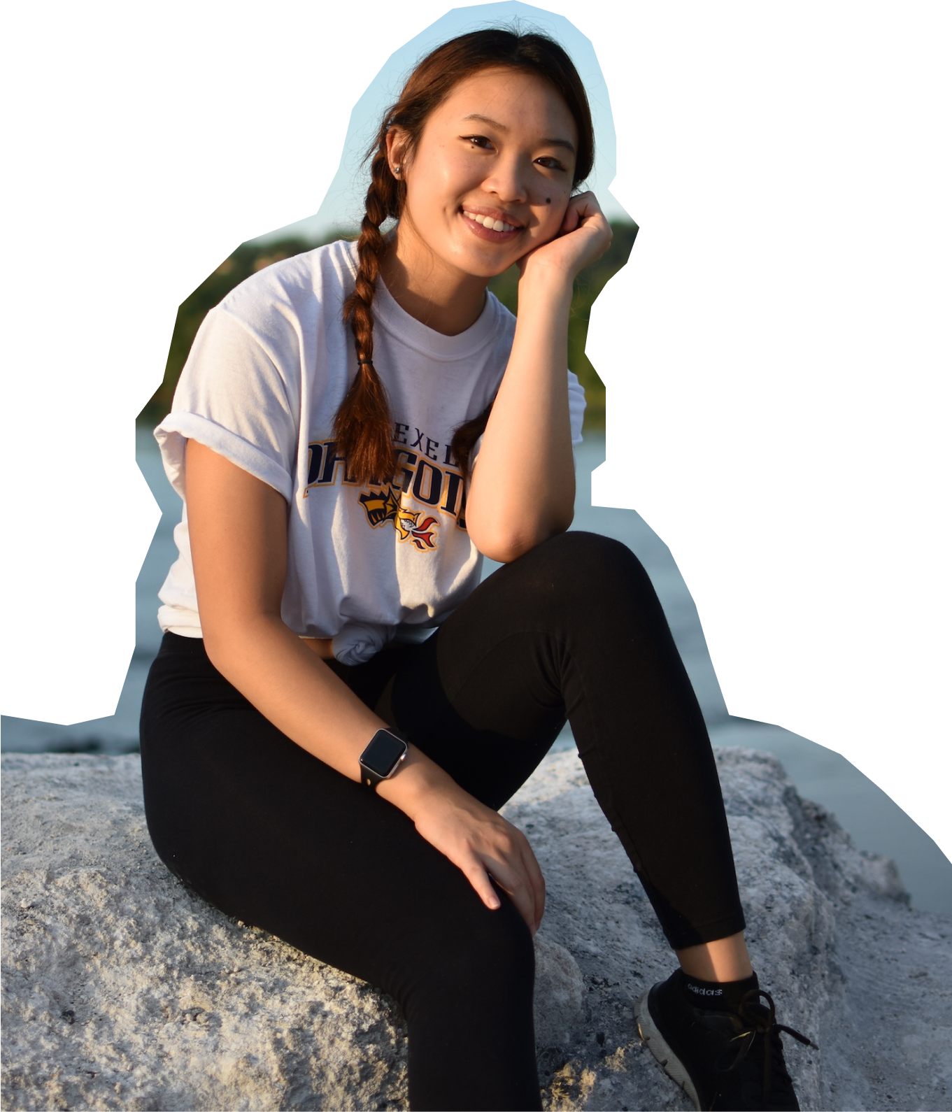 Jenny stiing on rock