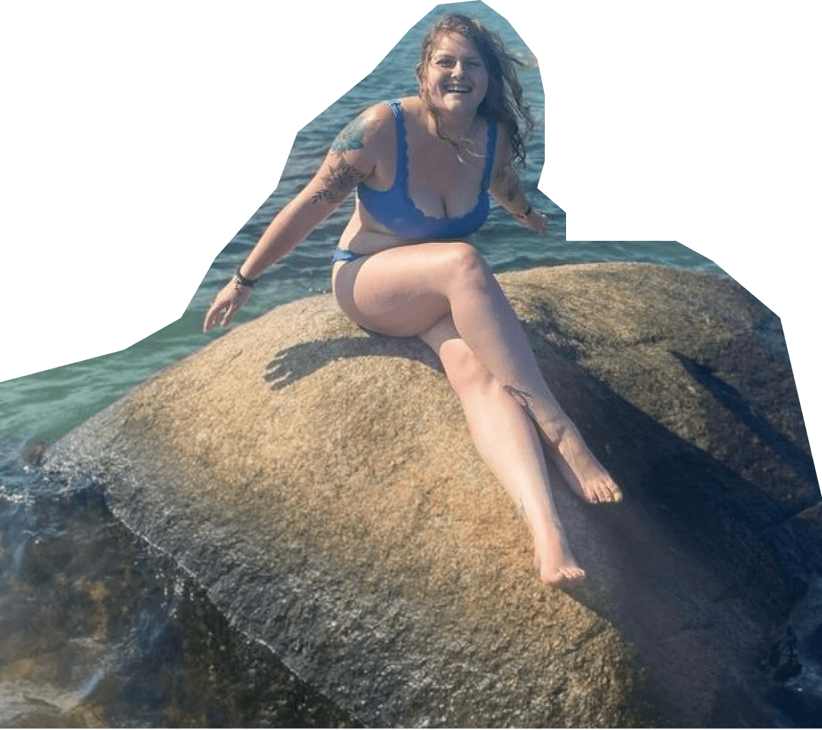Lauren stiing on rock