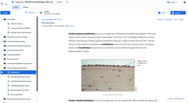 A sample chapter in Christine Kelly's custom Top Hat Interactive lab manual.