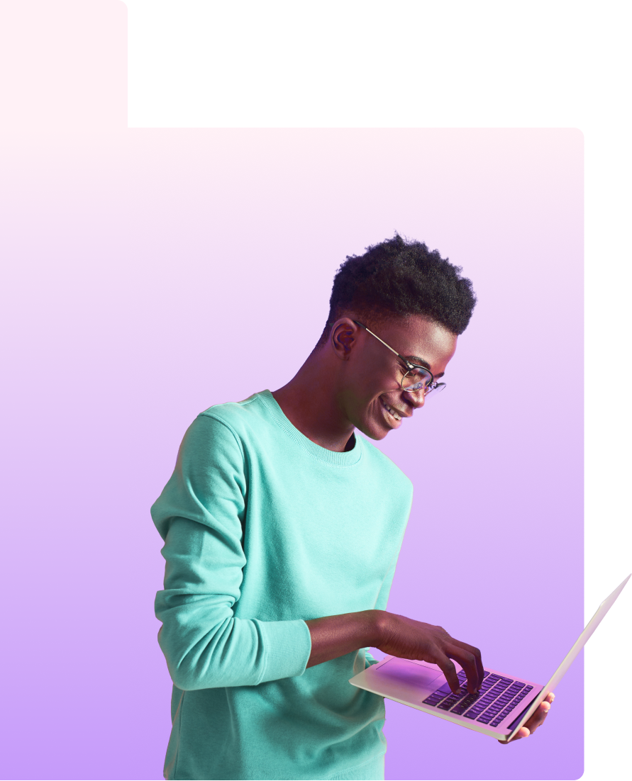 Student working on laptop