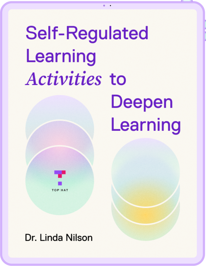 An image of a tablet that reads: Self-Regulated Learning Activities to Deepen Learning Dr. Linda Nilson