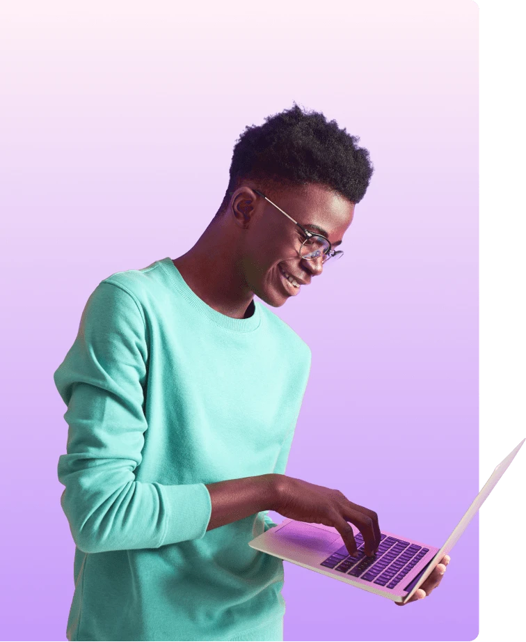 Student working on laptop